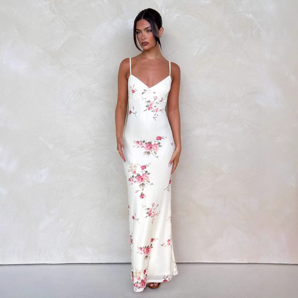 Slim-fit Contrast Colors Backless Sling Dress - Norellé