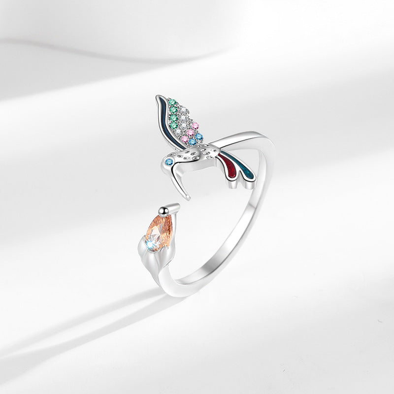 Adjustable Hummingbird Ring Female Fashion Simple - Norellé
