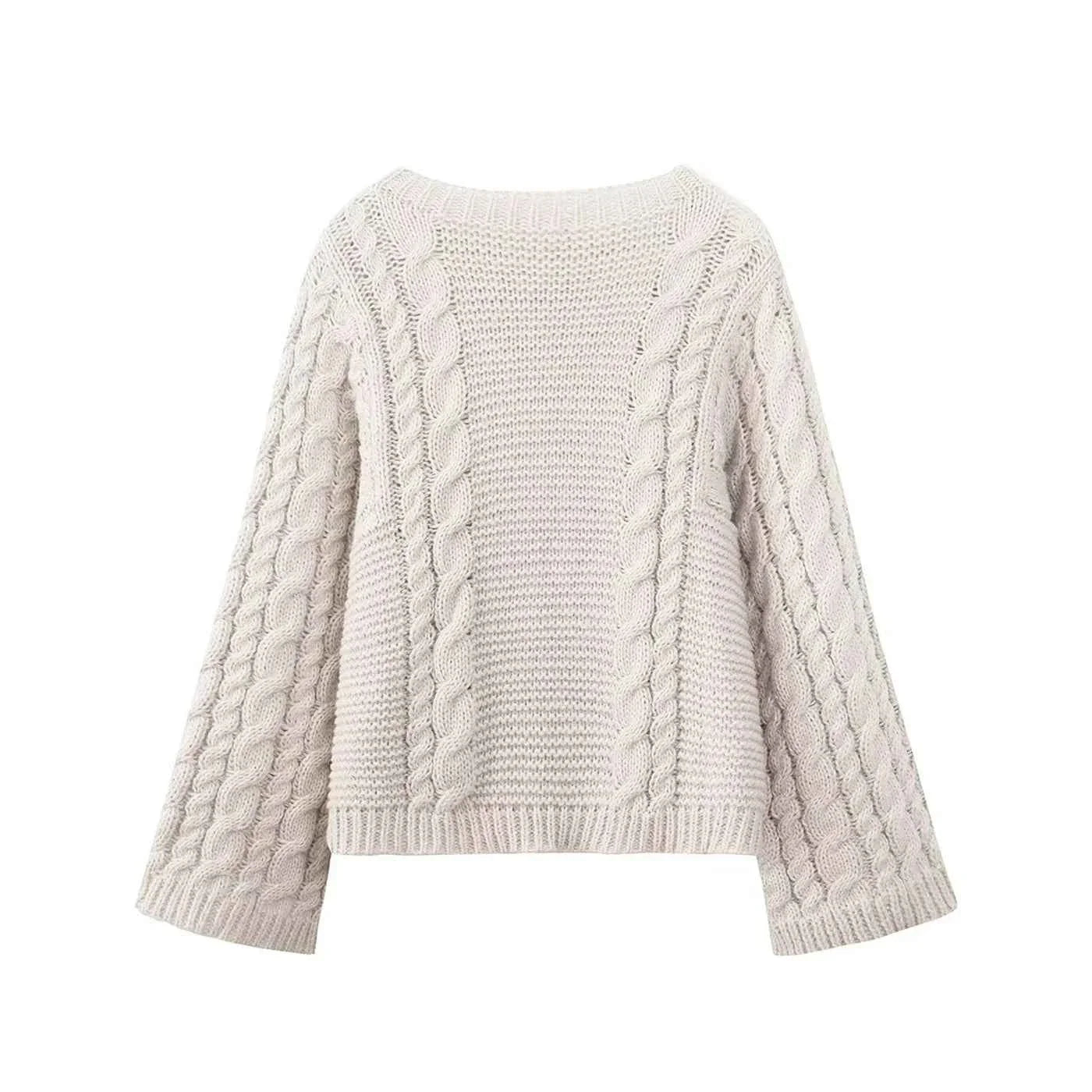 Cable-Knit Pullover Long-Sleeve Sweater