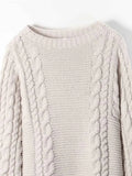 Cable-Knit Pullover Long-Sleeve Sweater