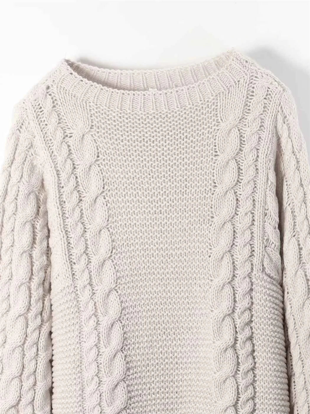 Cable-Knit Pullover Long-Sleeve Sweater