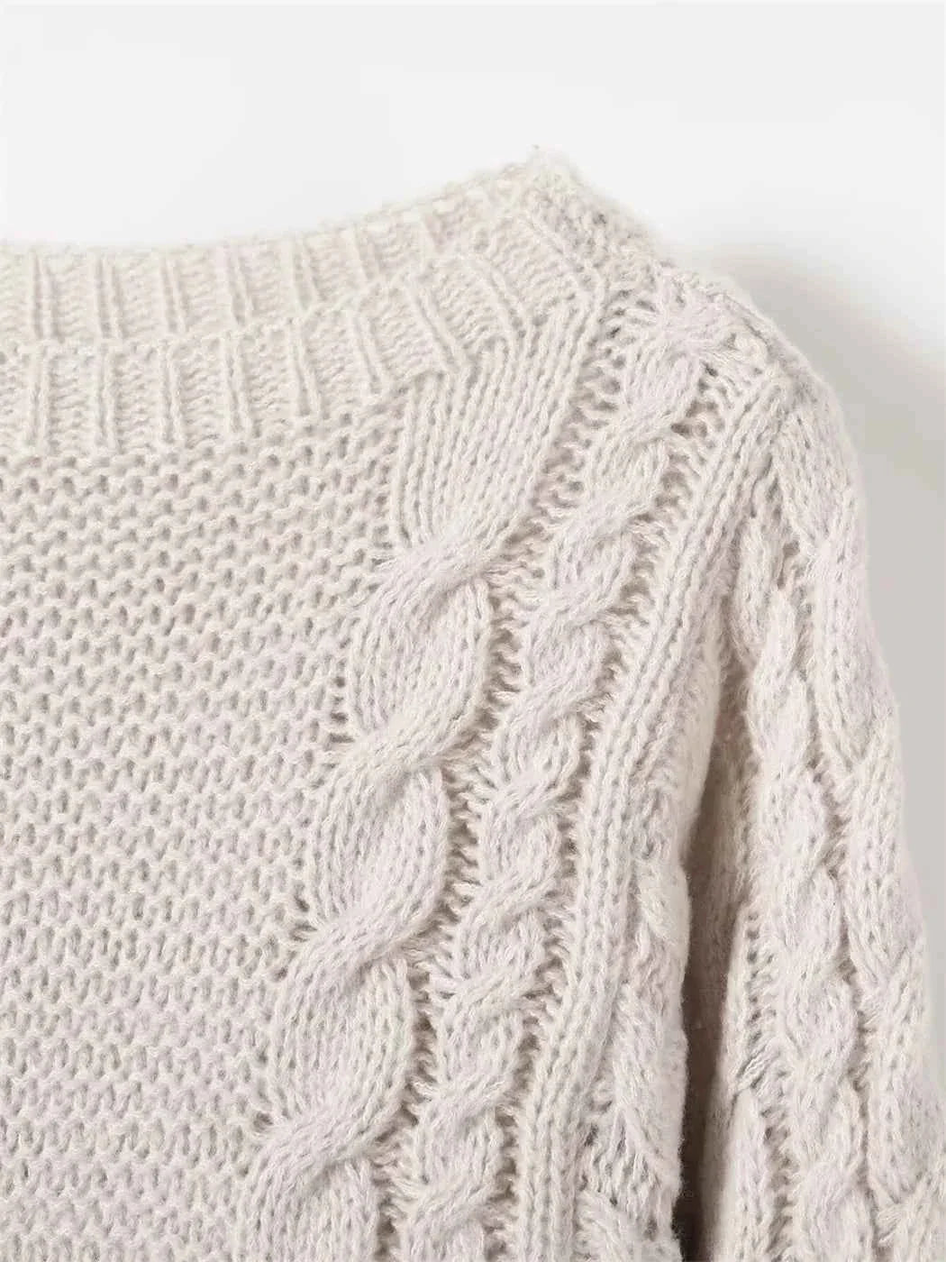 Cable-Knit Pullover Long-Sleeve Sweater