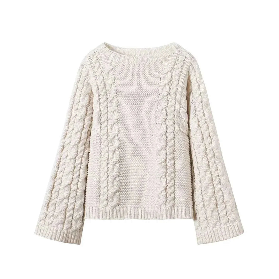 Cable-Knit Pullover Long-Sleeve Sweater