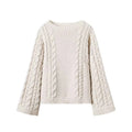 Cable-Knit Pullover Long-Sleeve Sweater
