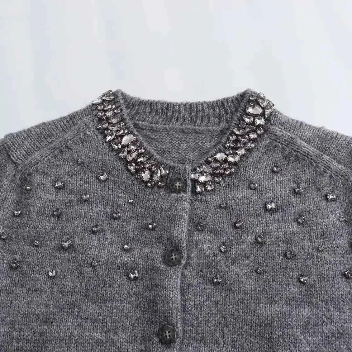 Cardigan Women's  Round Neck Short Sleeve Knitted