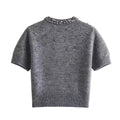 Cardigan Women's  Round Neck Short Sleeve Knitted