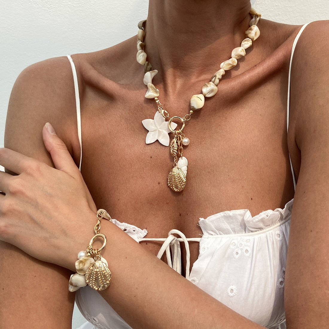 Casual Beach Shell Clavicle Necklace Suit - electronic accessories