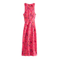 Casual Flower Printed Silk Satin Texture Dress - Other
