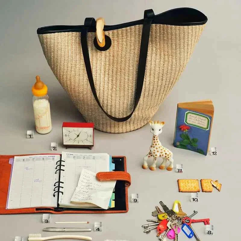 Casual Large Capacity Grass Weaving Golden Buckle Straw Woven Bag