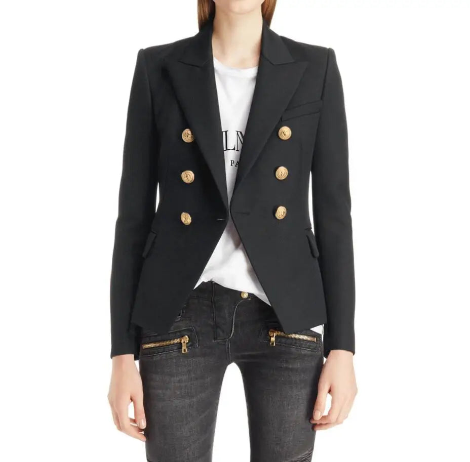 Casual Long Sleeve Turn-down Collar Double Breasted Jacket For Women