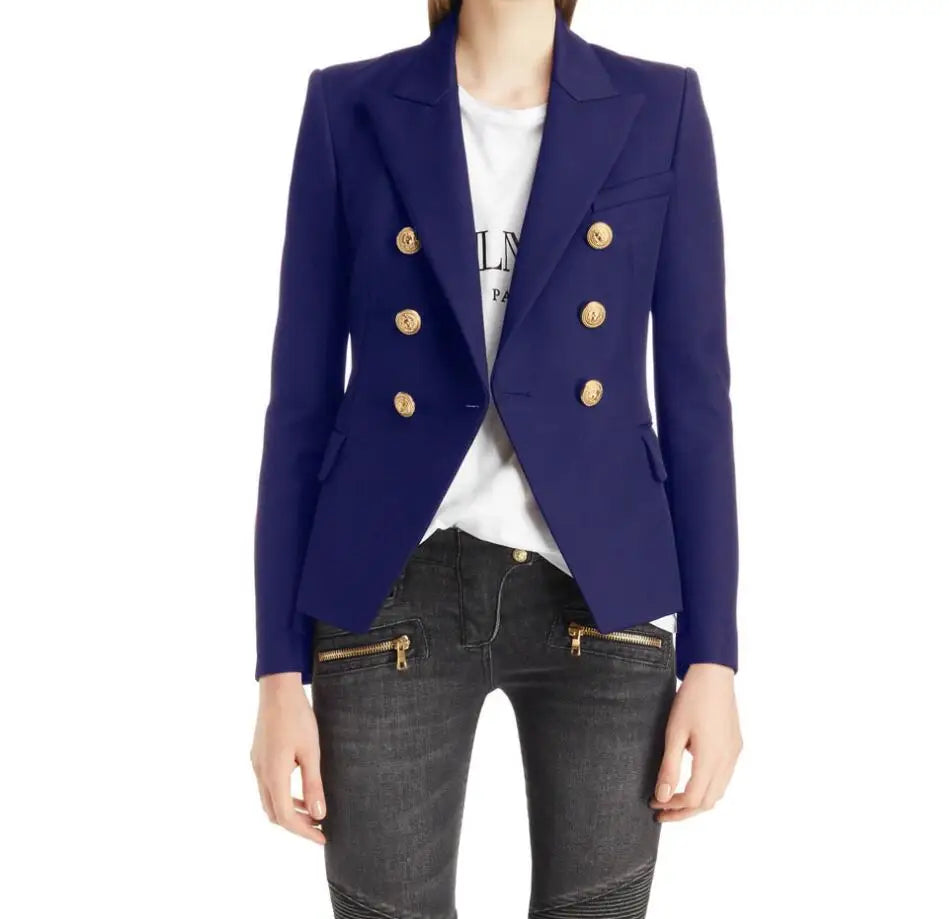 Casual Long Sleeve Turn-down Collar Double Breasted Jacket For Women