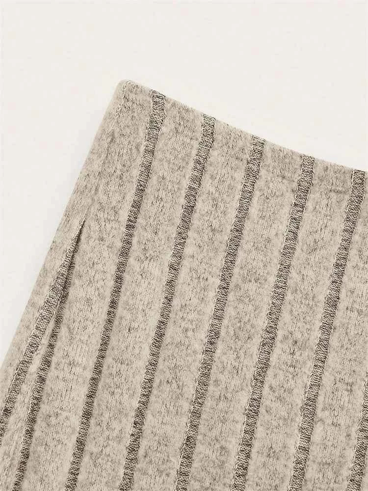 Casual Ribbed Knit Pencil Skirt Women