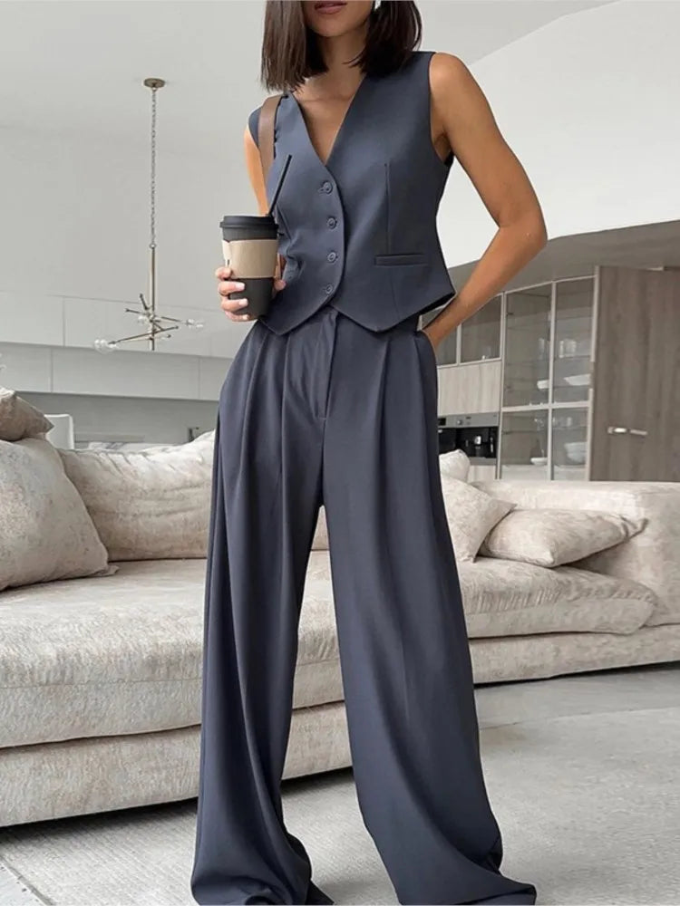 Casual Sleeveless Suit Set