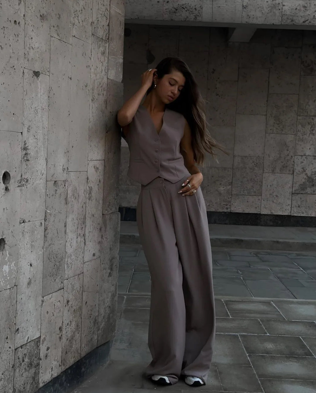 Casual Sleeveless Suit Set