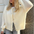 Casual Solid Knitted Single Breasted Cardigan For Women