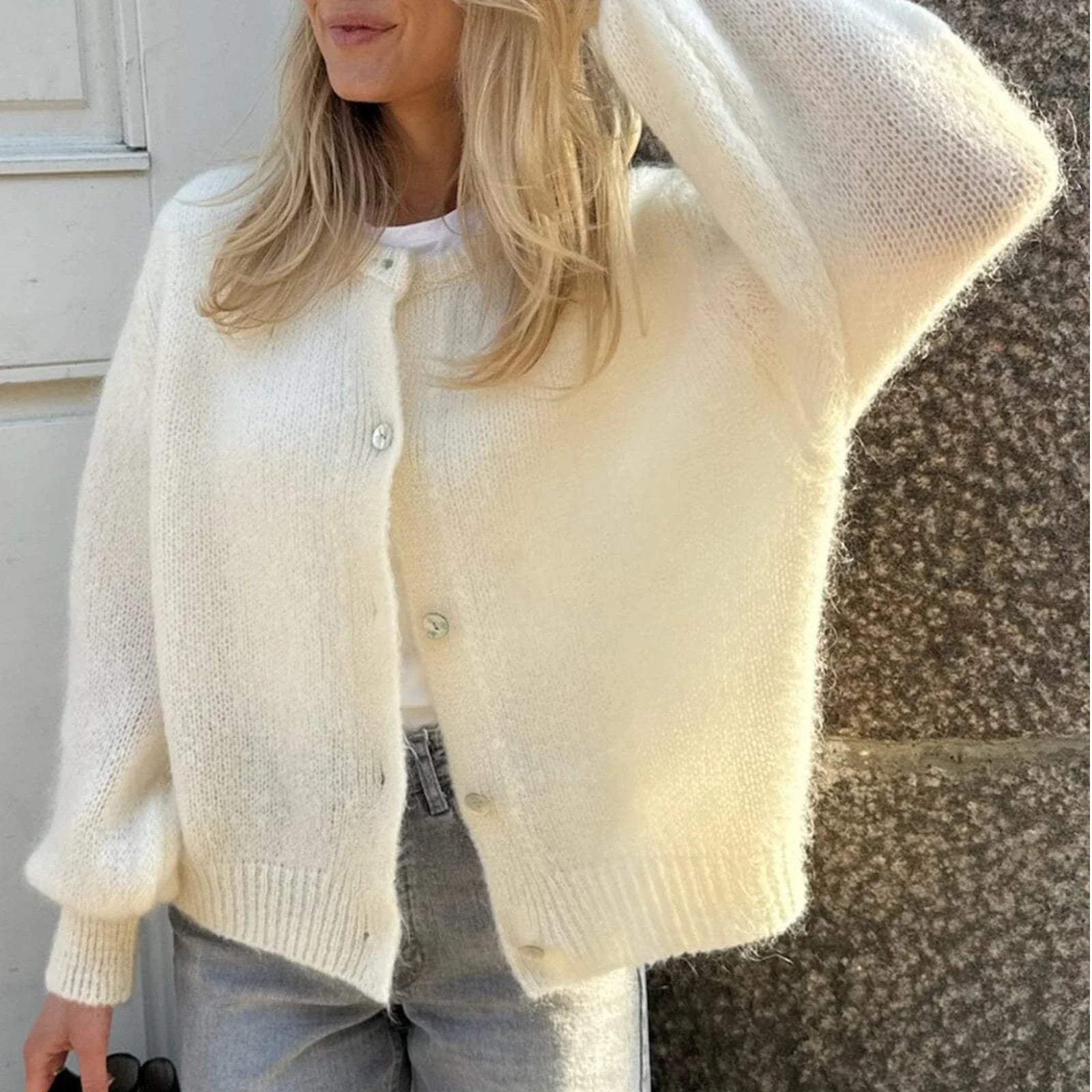 Casual Solid Knitted Single Breasted Cardigan For Women