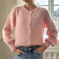 Casual Solid Knitted Single Breasted Cardigan For Women