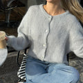 Casual Solid Knitted Single Breasted Cardigan For Women