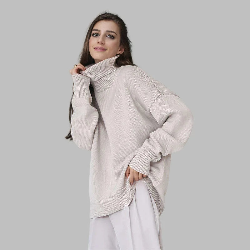 Casual Warm Women’s Sweater Turtleneck - APRICOT / S