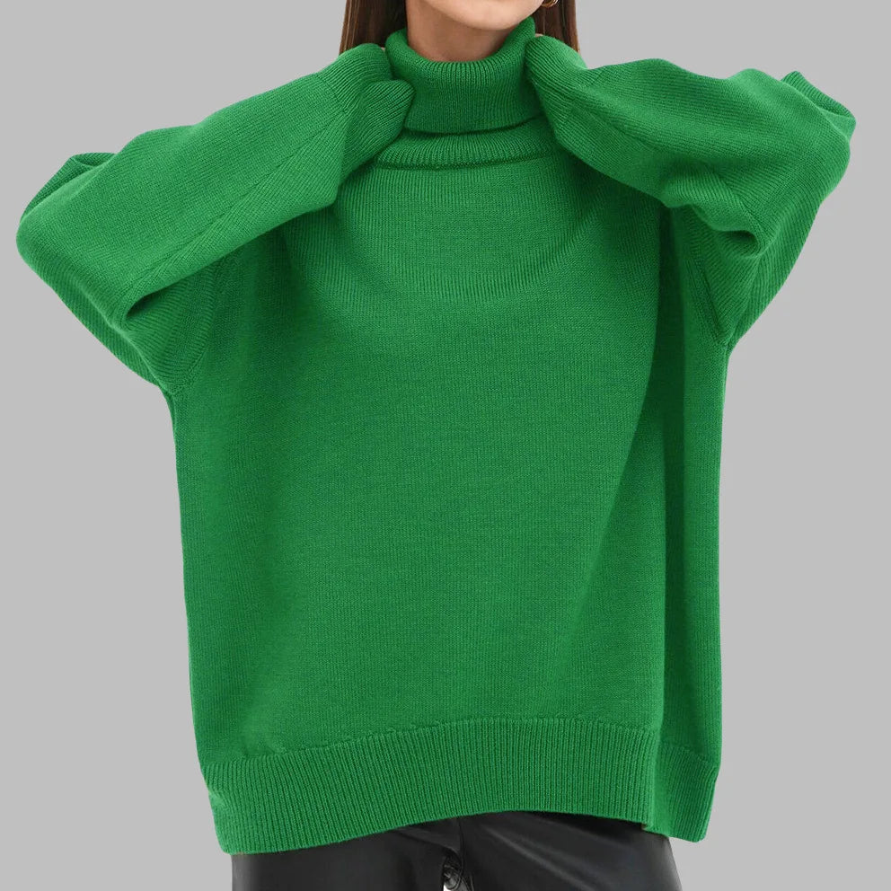 Casual Warm Women’s Sweater Turtleneck - green / S