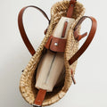 Casual Wicker Woven Basket Bag - Brown