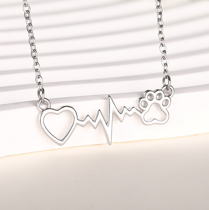 Cat Paw Necklace Heartbeat Chart - electronic accessories