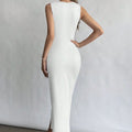 Women's Solid Color Sleeveless Generous Collar Slit Slim Fit Dress - Norellé