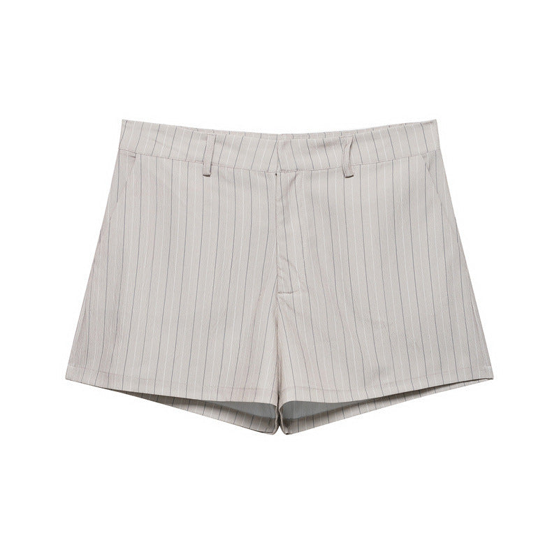 Thin Belt Striped Blazer Mini Shorts - Norellé