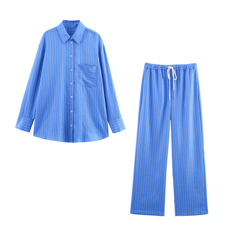 Loose Striped Shirt Pants Suit - Norellé