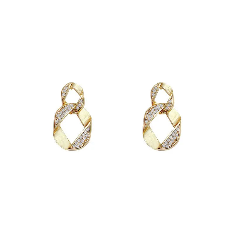 Retro Minority Design Sense Simple Personality Diamond Micro-inlaid Female Ear Rings - Norellé