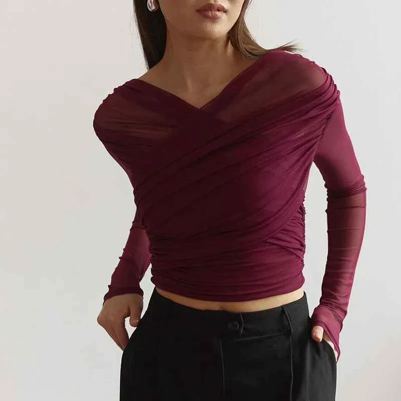 Chic Design Cross Neck Crop Top