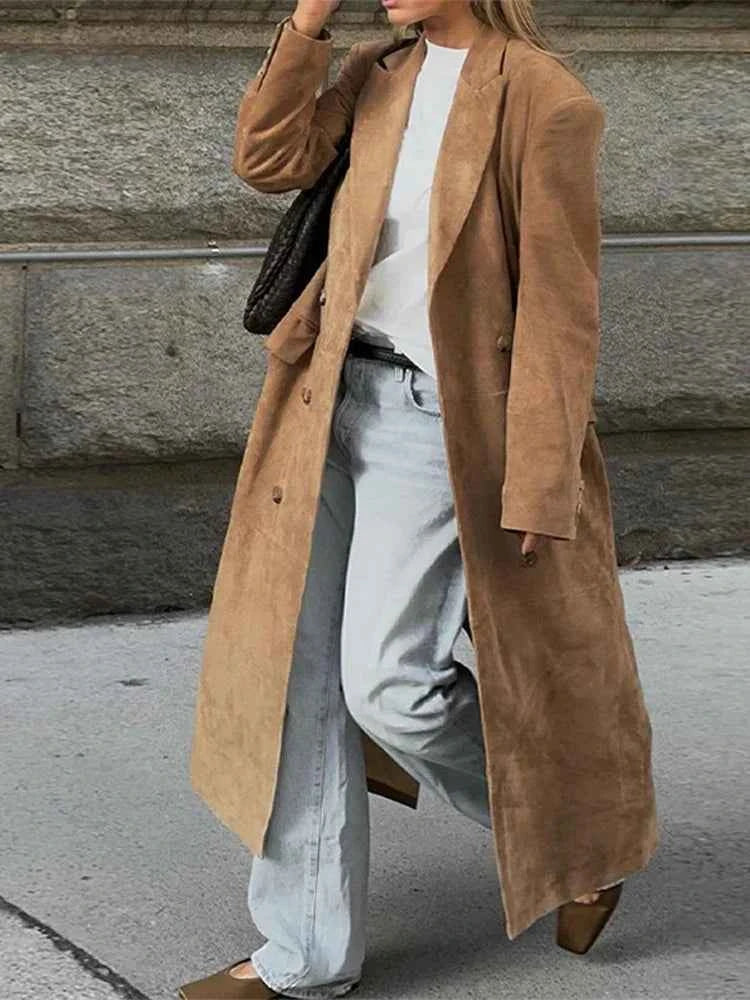 Chic Lapel Double Breasted Lady Oversize Jacket