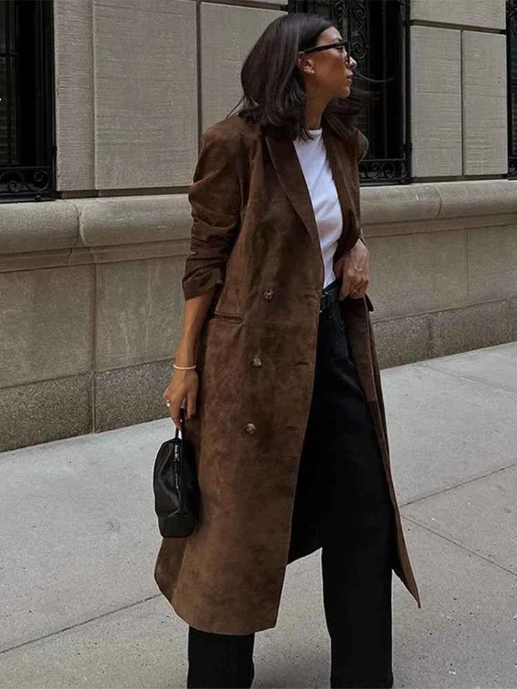 Chic Lapel Double Breasted Lady Oversize Jacket