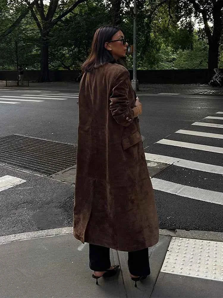 Chic Lapel Double Breasted Lady Oversize Jacket