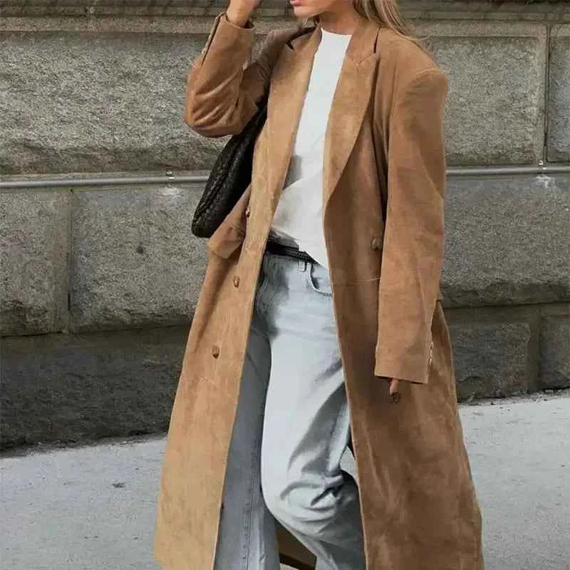 Chic Lapel Double Breasted Lady Oversize Jacket