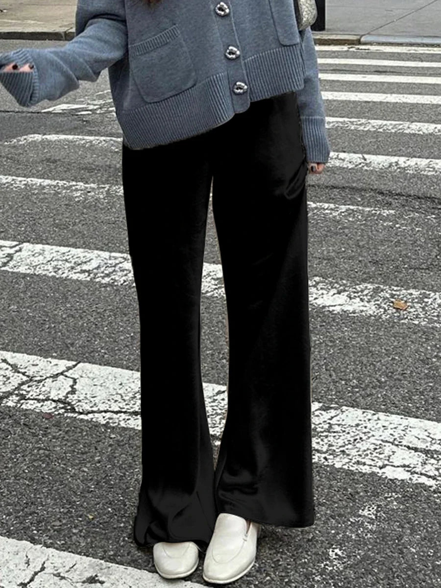 Chic Satin Wide Leg Dress Pants Women’s