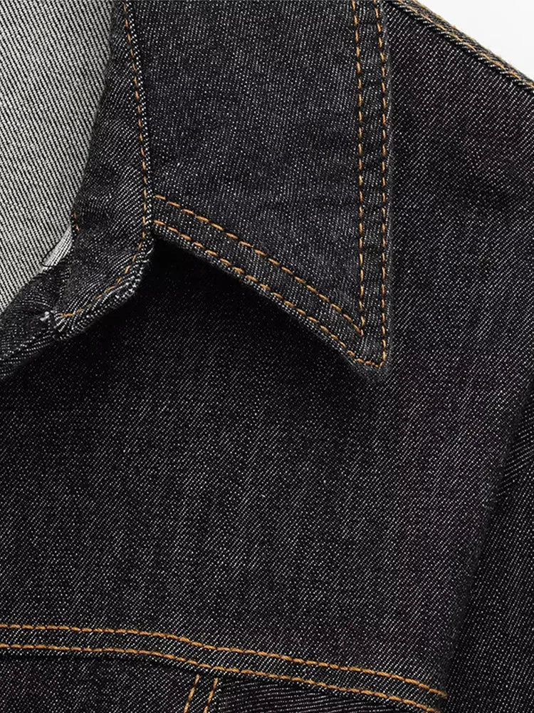 Chic Women’s Vintage Denim Set Single Breasted Lapel Jacket - Other