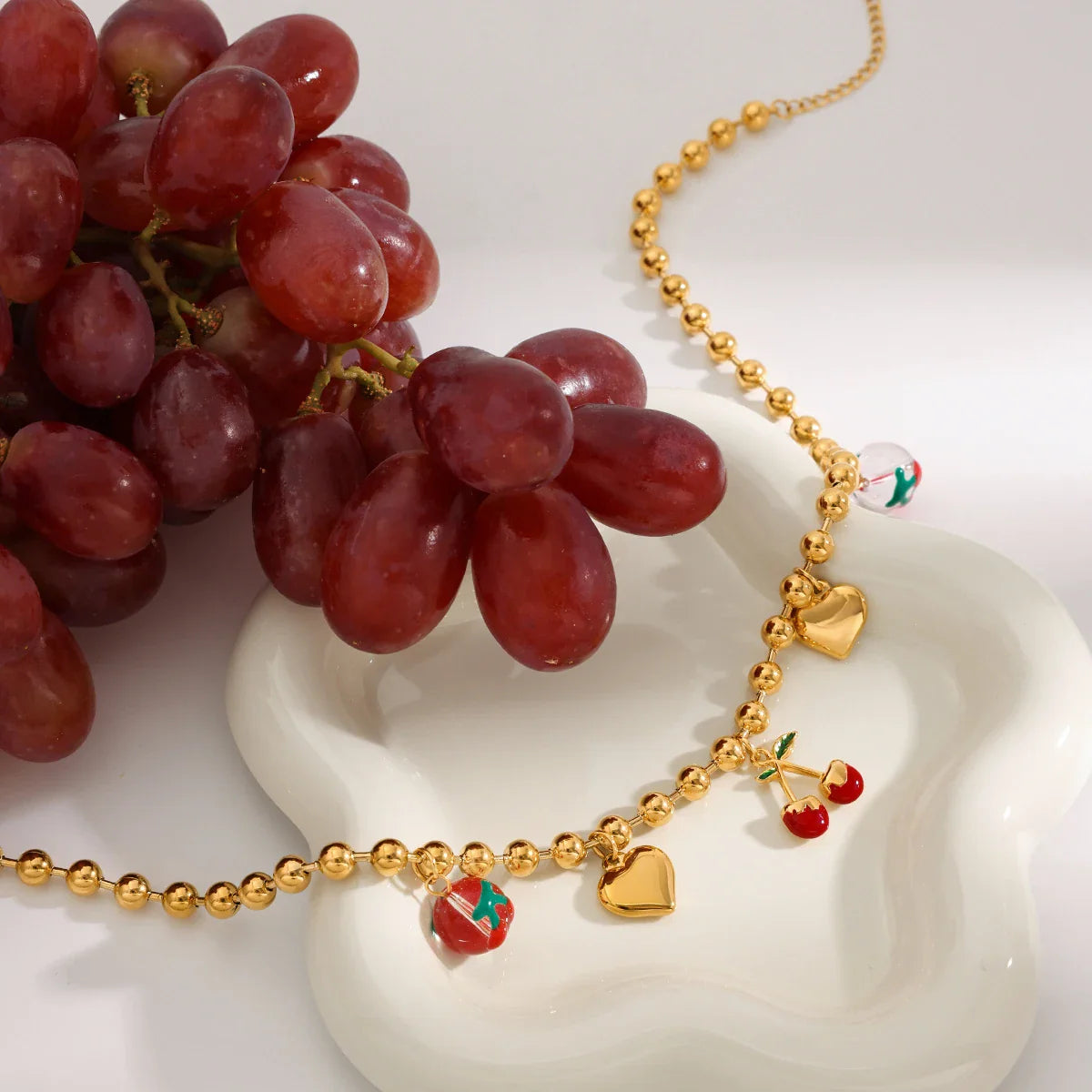 Chubby Love Cherry Pendant Necklace Stainless Steel - JDN0112052