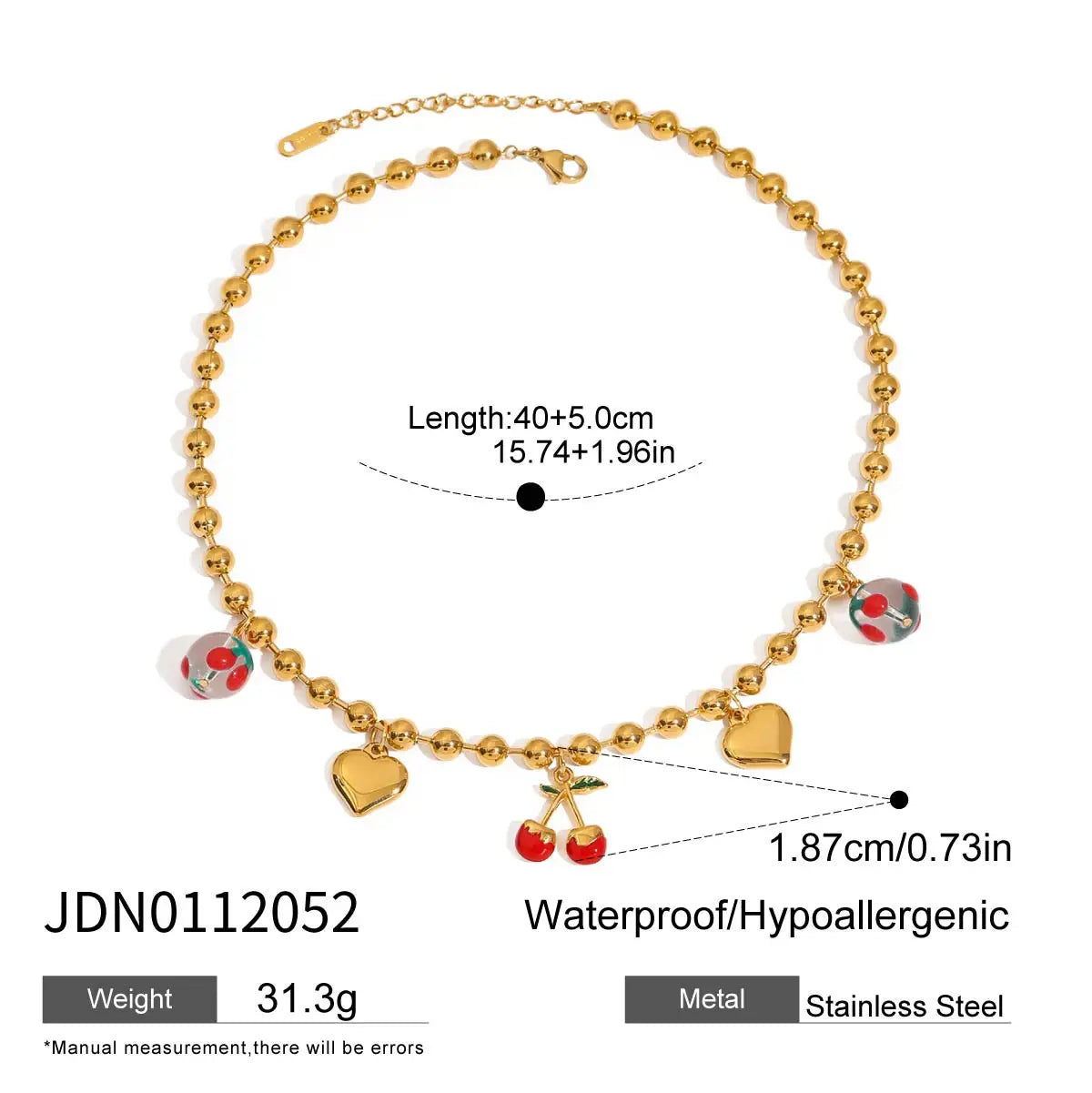 Chubby Love Cherry Pendant Necklace Stainless Steel - JDN0112052