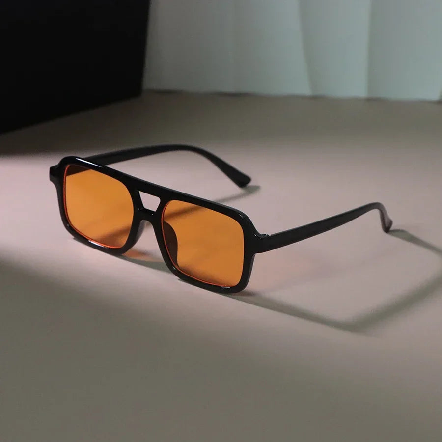 Classic Rectangle Sunglasses Women - BlackOrange / other