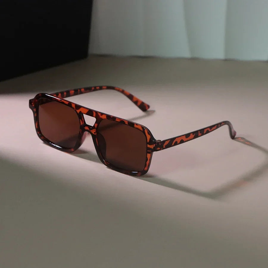 Classic Rectangle Sunglasses Women - LeopardBrown / other