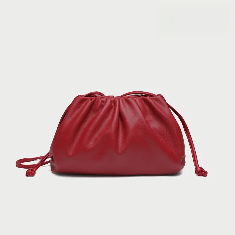 Cloud-patterned Ruffles Women’s Underarm Bag - Large Size in Red
