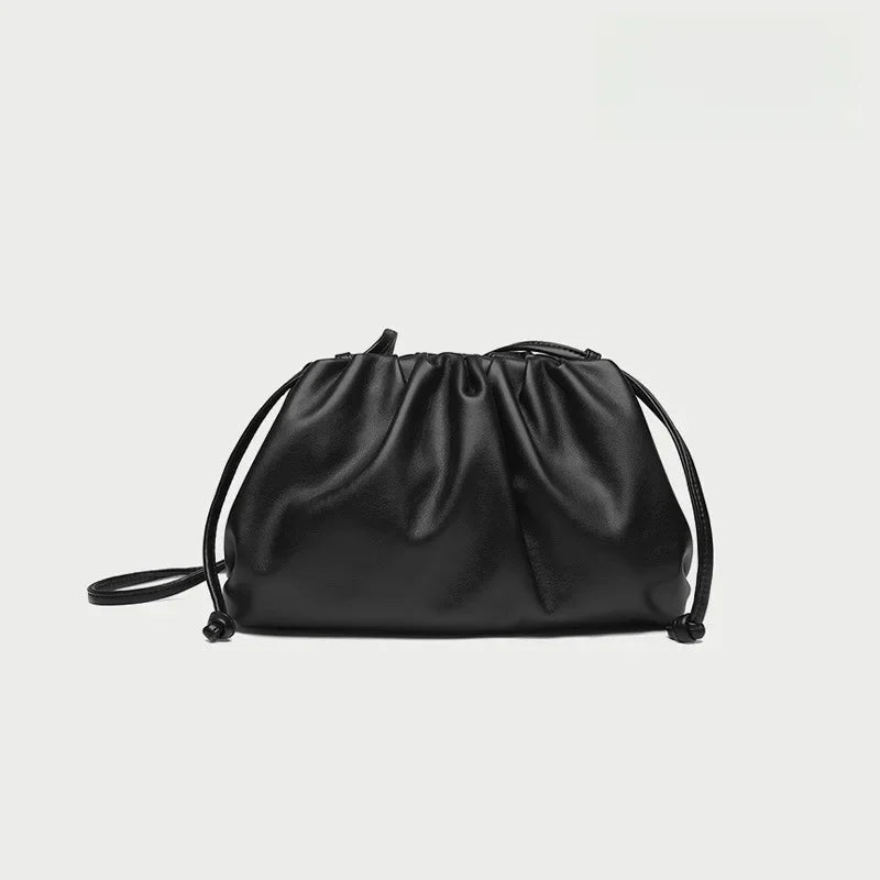 Cloud-patterned Ruffles Women’s Underarm Bag - Medium Black
