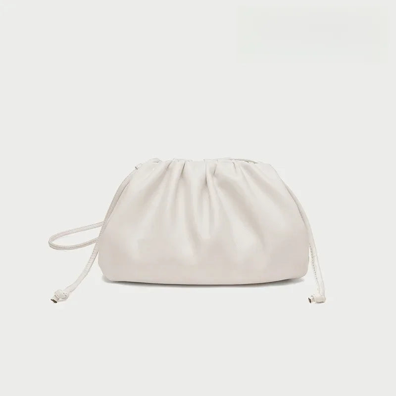 Cloud-patterned Ruffles Women’s Underarm Bag - Medium creamy-white