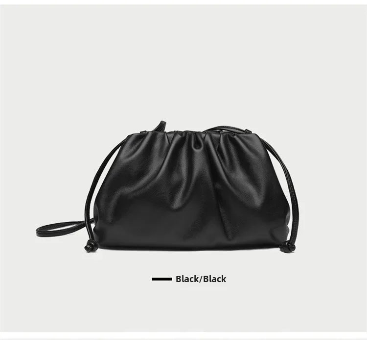 Cloud-patterned Ruffles Women’s Underarm Bag - Small Size & Black