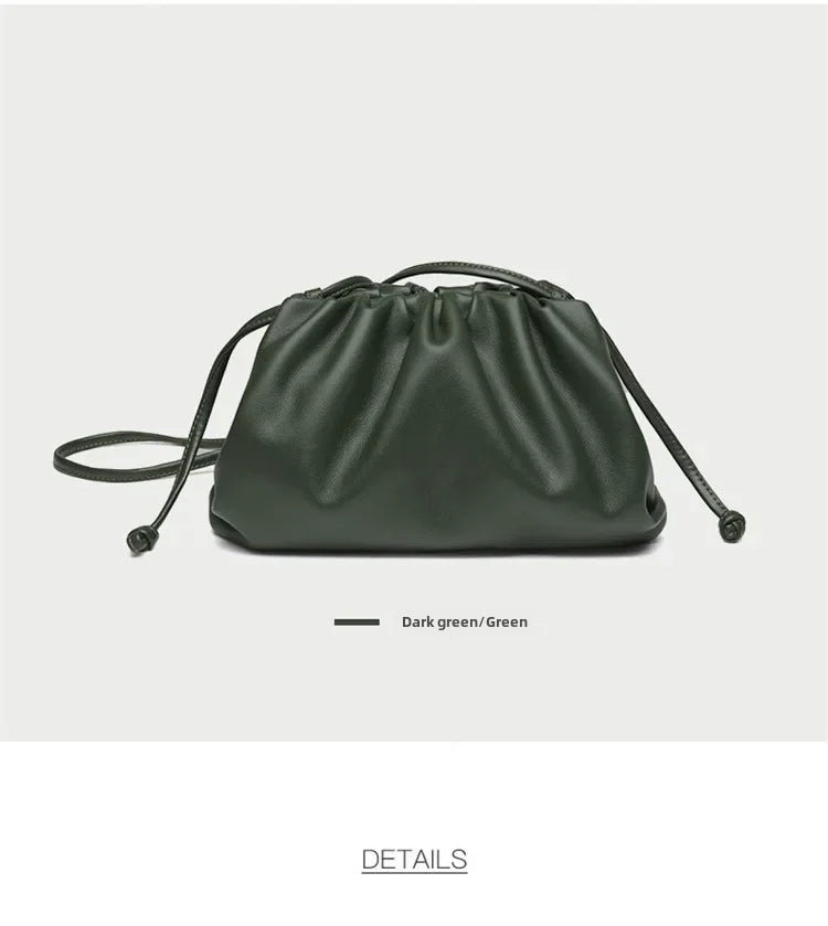 Cloud-patterned Ruffles Women’s Underarm Bag - Small size dark green