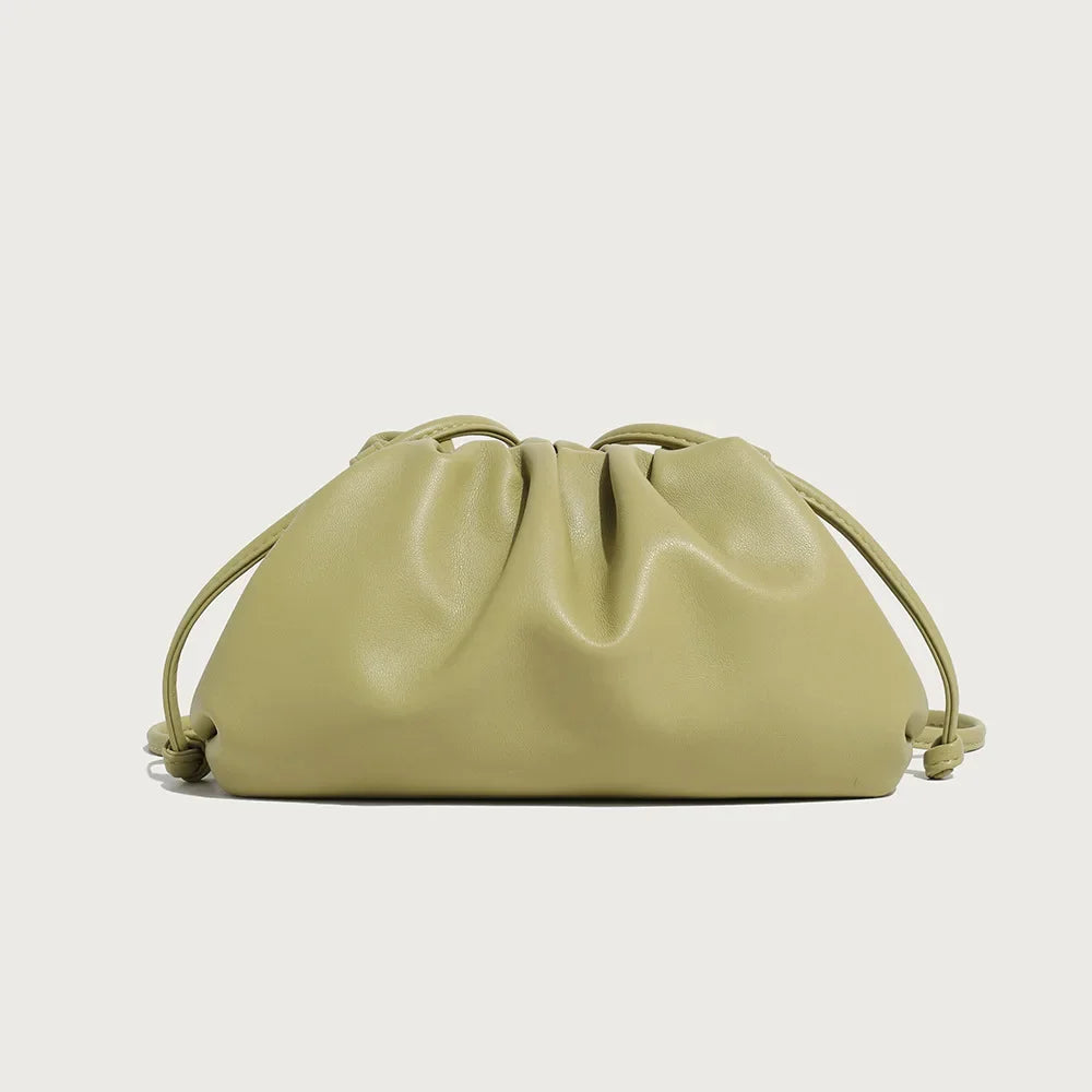 Cloud-patterned Ruffles Women’s Underarm Bag - Small size matcha color