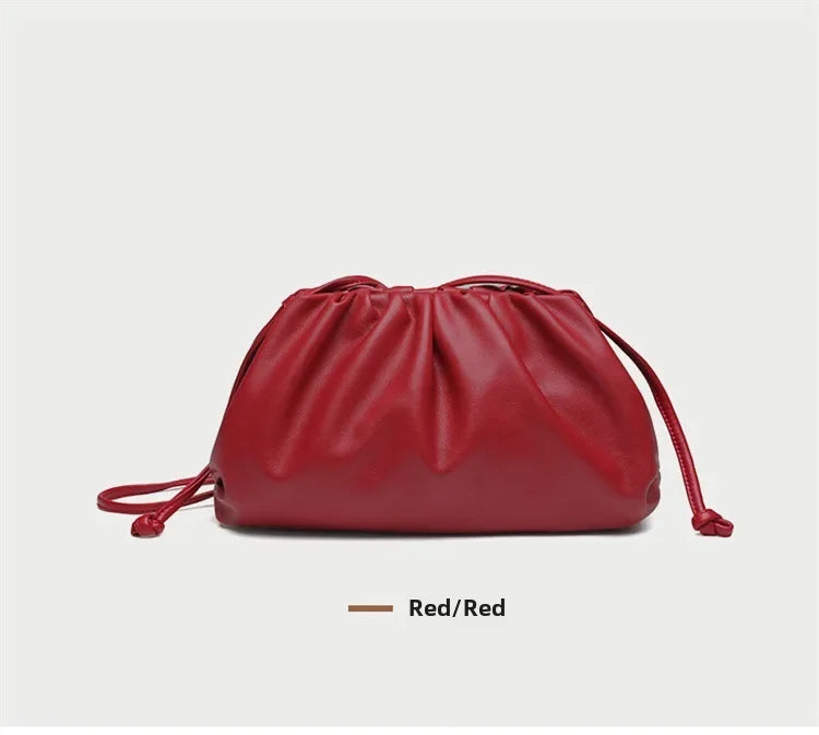 Cloud-patterned Ruffles Women’s Underarm Bag - Small Size & Red