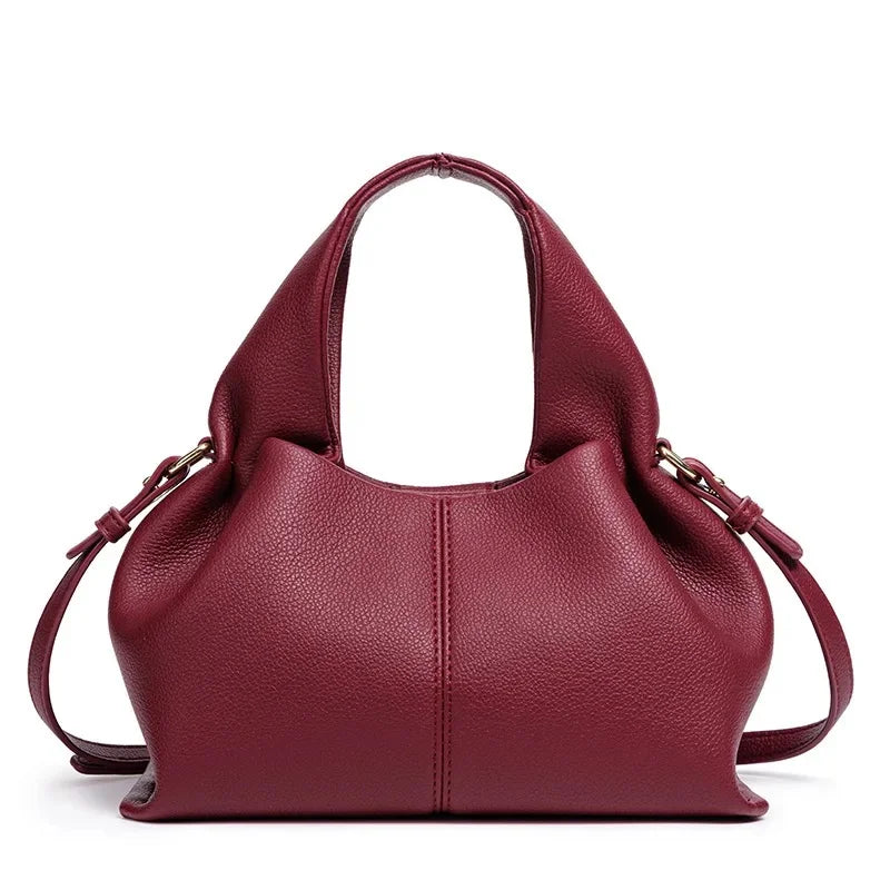 Cloud Shaped Handbag Single Shoulder Crossbody Soft PU Leather - 25*15 * 13cm / Burgundy