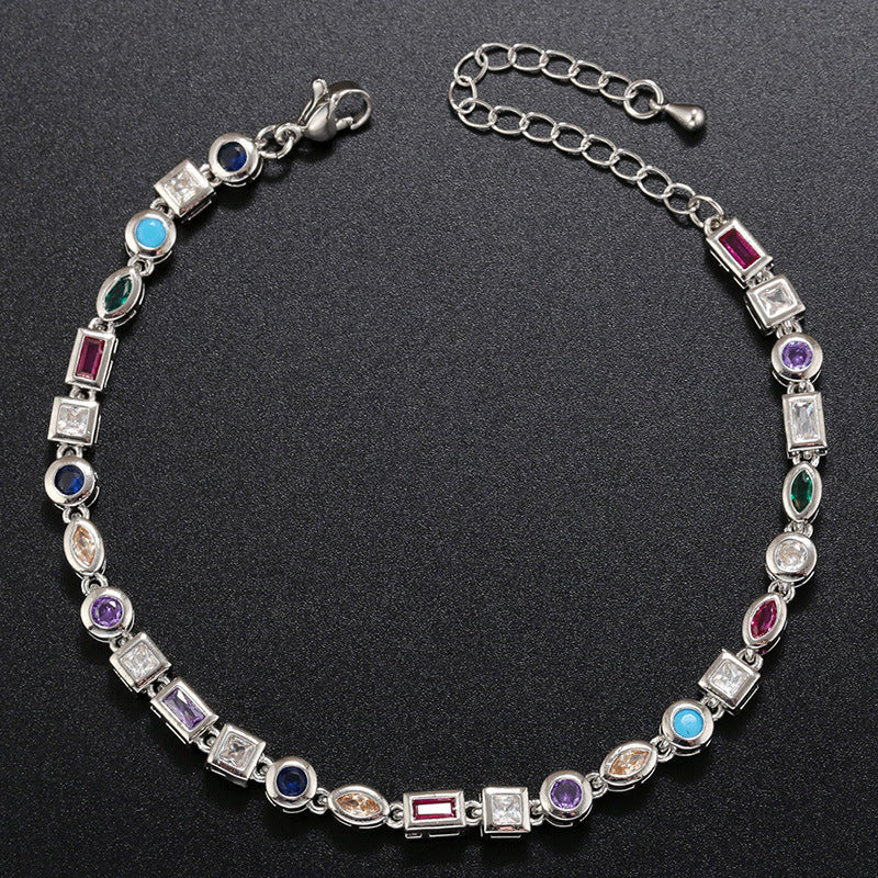Color Diamond Bracelet Necklace For Women - Platinum - electronic accessories